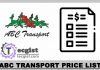 ABC Park Transport Price List 2025, Contact And Address ABC Transport Price List 2023
